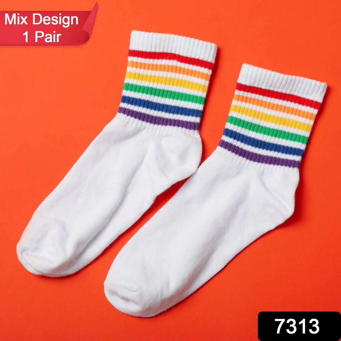 A vibrant assortment of Printed Designer Socks showcasing various patterns and colors.