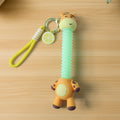 Cute giraffe cartoon keychain featuring flexible neck and strap