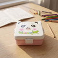 Plastic panda lunch box for kids with two compartments