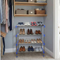 Close-up of stainless steel structure of shoe rack organizer