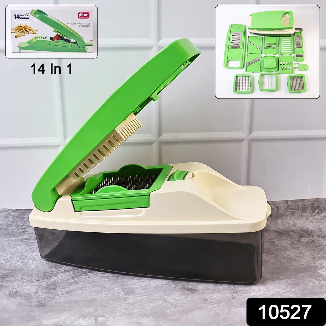 Supermom 14-in-1 vegetable chopper with container and interchangeable blades