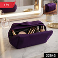 Compact travel makeup pouch with zipper closure