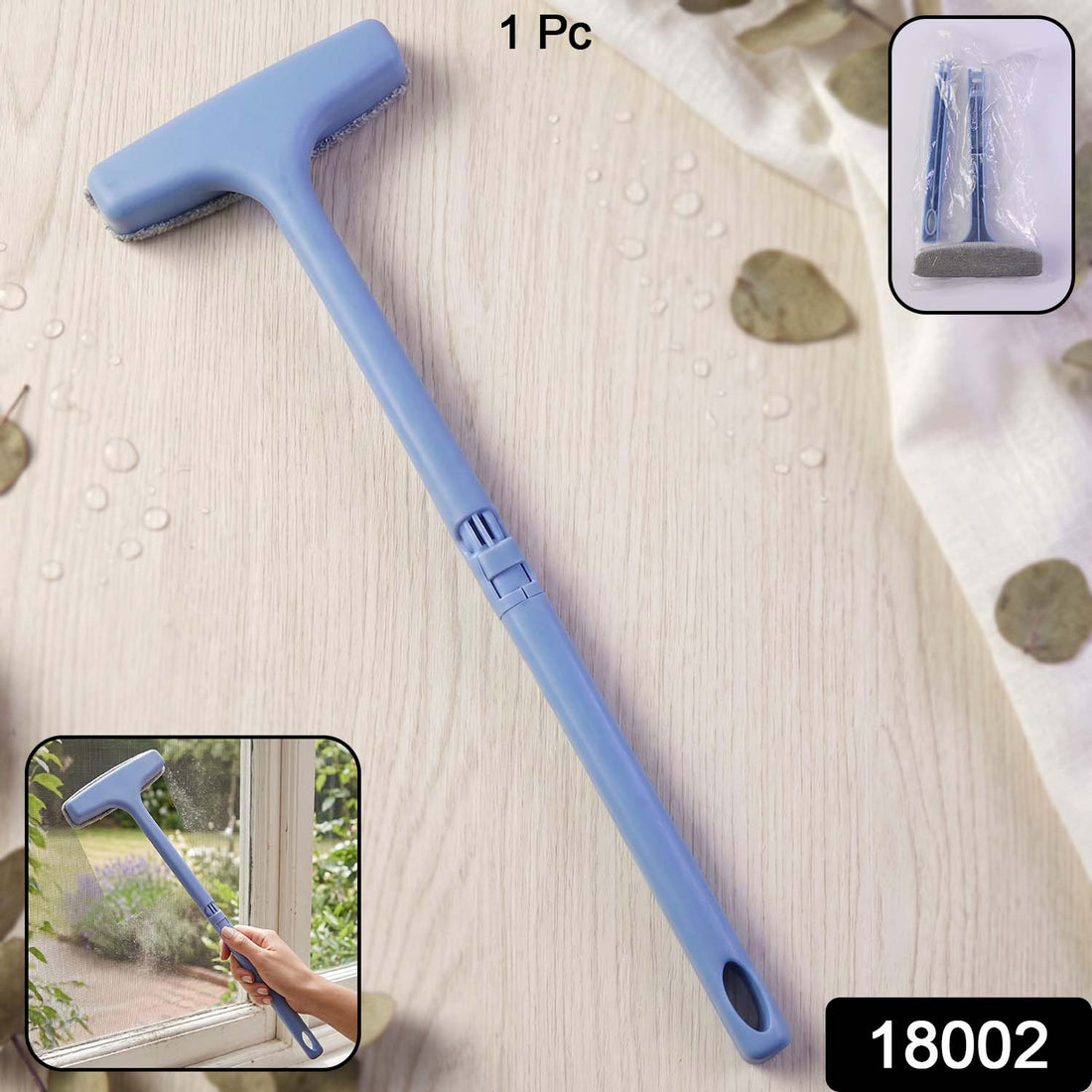 Velvet Wipe 3-in-1 window mesh cleaner with brush and ergonomic handle.