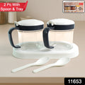 Two polycarbonate pickle jars with air-tight lids and matching serving spoons