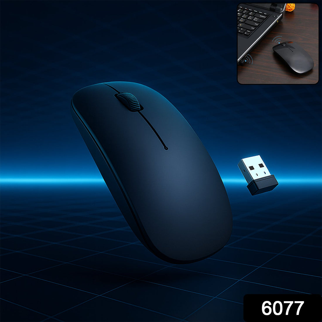 Slim black Wireless Mouse with a comfortable ergonomic design, ideal for daily computer use.