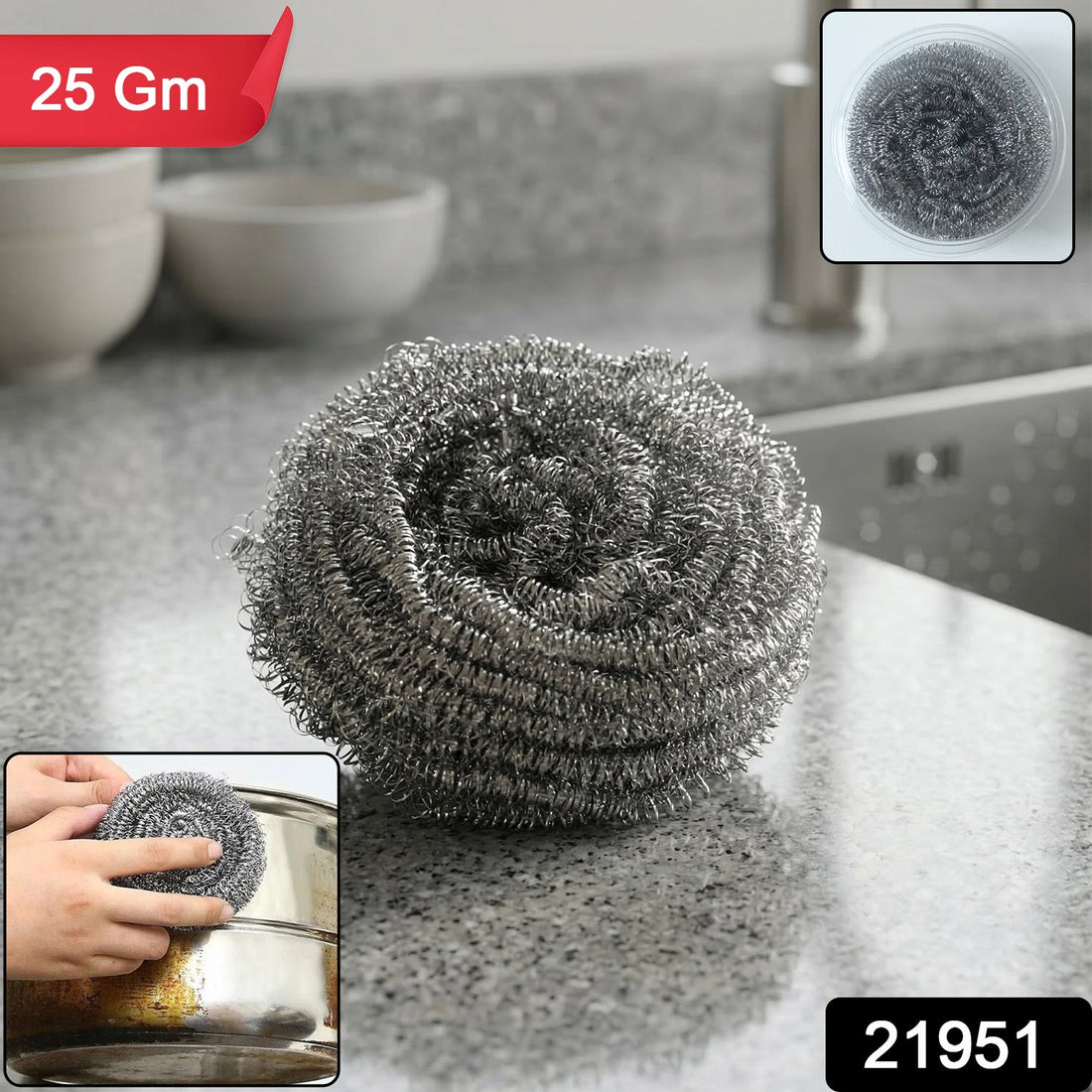 Stainless steel kitchen scrubber for heavy-duty cleaning