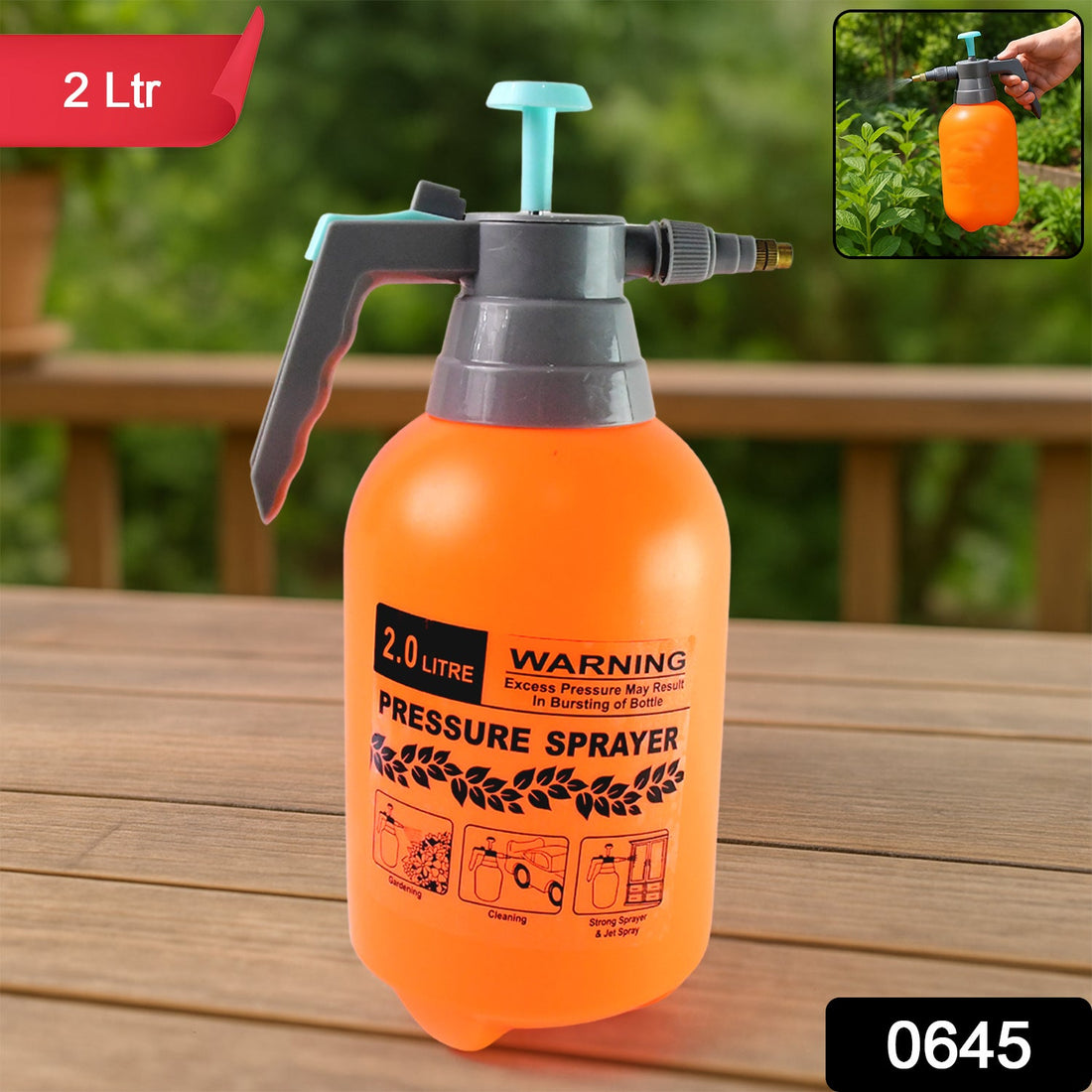 XcelCraft 2-litre Garden Pressure Sprayer with pump handle and nozzle.