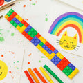 Multiple colorful snap slap bracelets arranged side by side