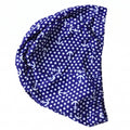 Waterproof and stylish girls swimming cap in blue and white