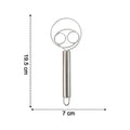 Stainless steel whisk set showing dimensions for length and breadth